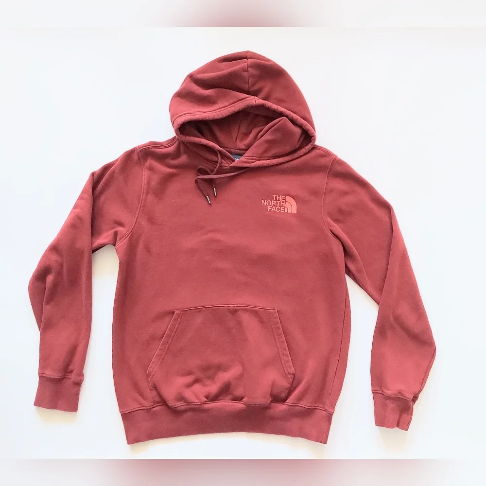 The North Face Logo Pullover Hooded Sweatshirt Mens Size Small Maroon Red